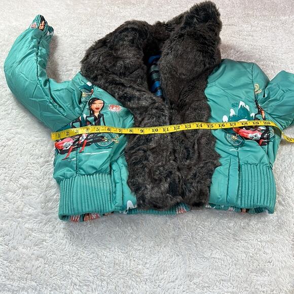 Y2k Custo Barcelona cold highway silky cropped novelty print coat, 42 or 8 - Picture 7 of 12